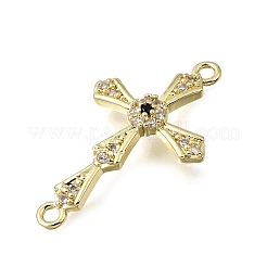 Charms de conector de circonita cúbica transparente micro pavimentados de latón religioso&nbsp;KK-G602-07G-09
