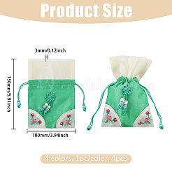 4 Stück 4 Farben 3D-Blumenstickerei Stoffbeutel mit Kordelzug&nbsp;ABAG-PH0001-92