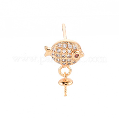 Messing Micro Pave klare Zirkonia Ohrring Zubehör&nbsp;KK-T062-216G-NF