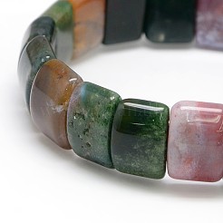 Klassischen elastischen natürlichen Edelstein Rechteck Perlen Stretch-Armbänder&nbsp;BJEW-L333-13