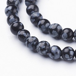 Chapelets de perles de flocon de neige en obsidienne naturelle&nbsp;GSR4mmC009