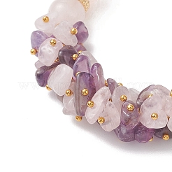 Braccialetti di perline di ametista naturale e quarzo rosa naturale per le donne&nbsp;BJEW-JB13150-01