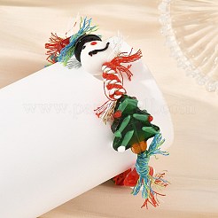 Braccialetti natalizi fatti a mano con perline intrecciate in vetro lavorato a lume.&nbsp;BJEW-TA00765-01
