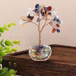 1 pz. decorazioni albero della vita con pietre preziose miste naturali&nbsp;DJEW-DJ0001-08A
