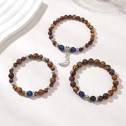 Bracelets extensibles empilables ajustables en œil de tigre naturel&nbsp;BJEW-JB13030