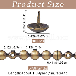 5 hebra de clavos/tachuelas de hierro para tapicería&nbsp;DIY-GF0009-39AB
