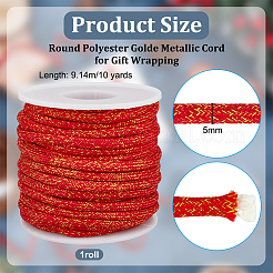 10 Yards runde goldmetallische Polyesterschnur&nbsp;OCOR-BC0007-51A