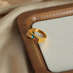 304 Edelstahl Pavé-Fingerringe mit Zirkonia&nbsp;WG42730-02