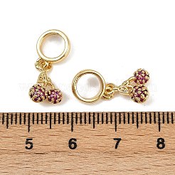 Pendenti in ottone micro pavé con zirconi cubici rosa intenso e ciliegie&nbsp;KK-H072-06G