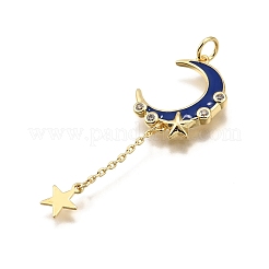Pendentifs avec zircon cubiques à micro-pavés en laiton&nbsp;KK-K401-29G