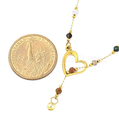 Verstellbare Lariat-Halsketten aus 304 Edelstahl und facettierten runden Edelsteinen&nbsp;NJEW-JN05213