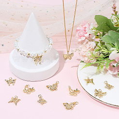 12 pièces en laiton micro pavé pendentifs en zircone cubique claire&nbsp;KK-BBC0023-92G