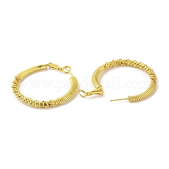 Orecchini a cerchio da donna con perline in ottone placcato a cremagliera&nbsp;EJEW-D059-10G
