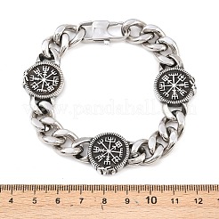 Bracciali con maglie a forma di bussola vichinga in acciaio inossidabile&nbsp;BJEW-D379-15ASP