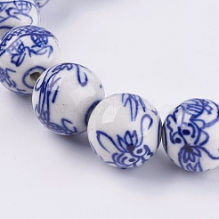 Handgemachte blauen und weißen Porzellan-Perlen&nbsp;PORC-G002-15
