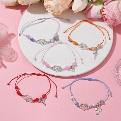 Pulseras de cuentas trenzadas de jade blanco teñido natural&nbsp;BJEW-JB09823
