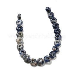 Fili di perle di diaspro macchia blu naturale&nbsp;G-P536-A11-01