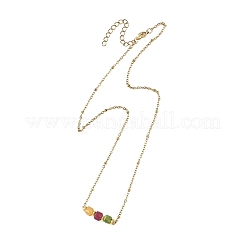 Ciondolo con perle cubiche sfaccettate di tormalina multicolore naturale&nbsp;NJEW-JN06541-01