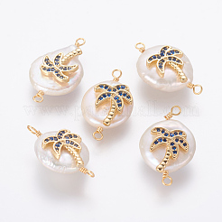 Connecteurs de liens de perles naturelles&nbsp;PEAR-F014-02G