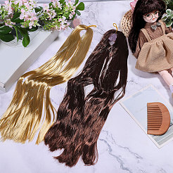2 stücke 2 farben imitiert mohair lange gerade puppe perücke haar&nbsp;DOLL-GL0001-06