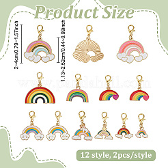 24 pz 12 stili lega smalto arcobaleno ciondolo decorazioni&nbsp;HJEW-PH02481