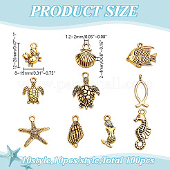 100 pendentif en alliage de style tibétain de la série Ocean&nbsp;FIND-AR0005-87