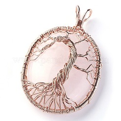 Colgantes grandes naturales de cuarzo rosa&nbsp;G-G771-C03
