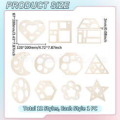 12 Stück MDF-Vorlage für geometrische Formen&nbsp;DIY-UN0007-96A
