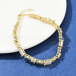 Messing-Gliederarmbänder mit Mikropflaster und klaren Zirkonia für Damen&nbsp;BJEW-F504-06G