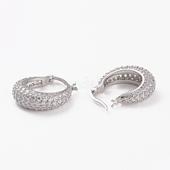 Messing Micro Pave klare Zirkonia Creolen&nbsp;EJEW-C502-07P