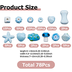 Perles en porcelaine manuelles&nbsp;PORC-HS0001-09