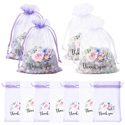 20 x Organza-Kordelzugbeutel mit Blumen-Aufdruck&nbsp;OP-YW0001-04A