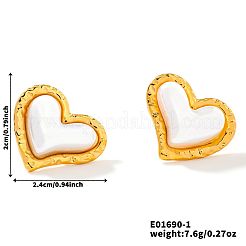 Elegantes pendientes vintage de acero inoxidable 304 con forma de corazón y perlas de imitación para mujer&nbsp;AS5519
