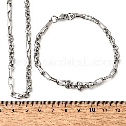 Set di gioielli con collana e bracciale a catena in acciaio inossidabile 304&nbsp;SJEW-L199-17P