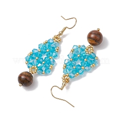 Pendientes colgantes de ojo de tigre naturales&nbsp;EJEW-MZ00276-05