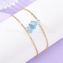 Bracciali a doppio strato da donna con catene in ottone e perline di pietre preziose naturali.&nbsp;BJEW-JB14134