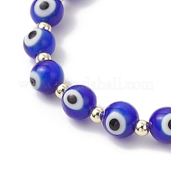Braccialetti elastici con perline rotonde in vetro lavorato a lume&nbsp;BJEW-JB11986