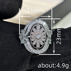 Anillos de dedo de circonita cúbica con micro pavé de latón para mujer&nbsp;FS-WGE2DD0-02