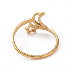 Anillo de acero inoxidable con forma de luna y estrella y revestimiento iónico (IP) 201&nbsp;RJEW-J051-28G