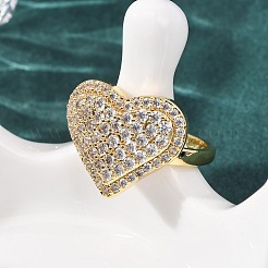 Messing Micro Pave Zirkonia Manschette offene Ringe&nbsp;RJEW-F204-07B-G01