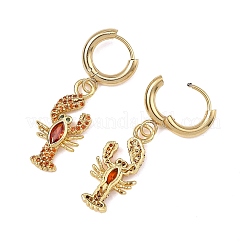 Boucles d'oreilles créoles pendantes en laiton serties de micro-pavés de zirconiums cubiques&nbsp;EJEW-JE07171