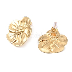 Orecchini a bottone in acciaio inossidabile 304 a forma di fiore per donna&nbsp;EJEW-Z065-12G-01
