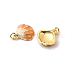 Muschelförmige Anhänger aus Emaille aus Messing&nbsp;KK-H002-35G-RS