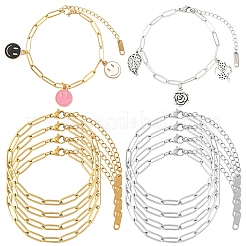 10 bracelet à chaîne trombone en acier inoxydable 304&nbsp;BJEW-YW00013-01