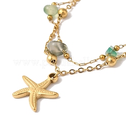 Braccialetti multifilo con pepite da spiaggia estive in agata naturale (tinti e riscaldati).&nbsp;BJEW-P326-07C-G