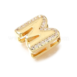 Barrettes d'espacement initiales en laiton micro-pavé de zircone cubique transparente&nbsp;KK-E802-34G-M