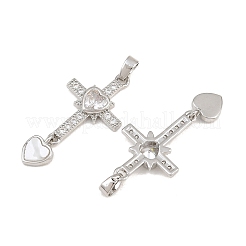 Pendenti in zirconi cubici trasparenti in micro pavè di ottone&nbsp;CU-CBAA571-14P