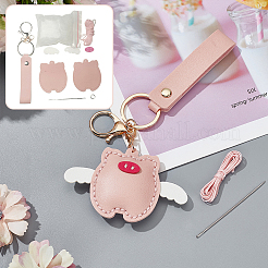 DIY Kunstleder fliegendes Schwein Anhänger Schlüsselanhänger Nähset&nbsp;DIY-WH0530-96