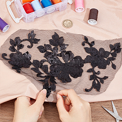 1 paire d'appliques brodées en polyester à fleurs 3D à coudre&nbsp;PATC-GF0001-35A