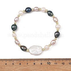2 Stück Stretch-Armband aus natürlichen Süßwasserzuchtperlen und nichtmagnetischen synthetischen Hämatitperlen für Damen&nbsp;BJEW-JB14085